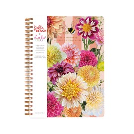 Lola Design x Dahlia Beach - Large Spiral Gardeners Notebook, Floral Design - Planners & Journals - Wiro Bound Notebook with Plant Details & Notes Section - 176x250mm, 250 Lined Pages