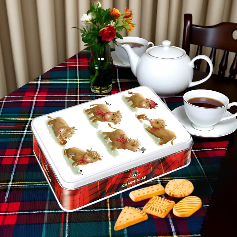 Campbells Shortbread Cute Highland Cow Assorted Cookies Tin 5.3 Oz