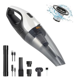 BZY Handheld Vacuum Cleaner Cordless Rechargeable 17500Pa Strong Suction Small Handheld Vacuum with LED Light Portable Car Vacuum Cleaner with Multi-Nozzles & Washable Filter 35Min for Car Home Pet