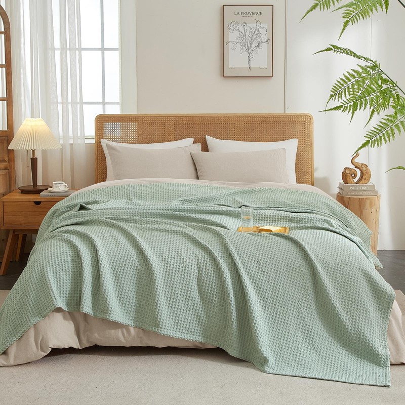 PHF Ultra Soft Waffle Weave Blanket Queen Size 90"x 90"-