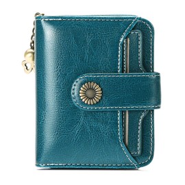 SENDEFN Women's Bi-fold Wallet, Genuine Leather, Popular, Stylish, Soft to the Touch, Genuine Product (Coin Pocket Included) RFID & Magnetic Skimming Prevention, Aa-Blue, 1 piece