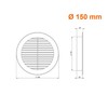 Air Ventilation Plastic Grill Cover Diameter 150 mm White