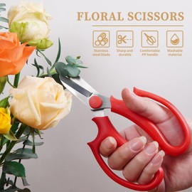 MANUFORE Flower Scissors Stainless Steel Pruning Shears with Comfortable Non-Slip Grip Handle Household Scissors for Arranging Flowers, Trimming Plants, Doing Crafts