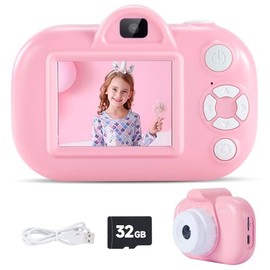 Kids Camera for Girls Toys Age 4-5, Camera for Kids Outdoor Toys, 1080p HD Video Selfie Kids Digital Camera with 32G SD Card