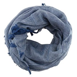 Neckerchief Blue Plain Fringes and Tussels on the Corners Size 100 x 100 cm, blue