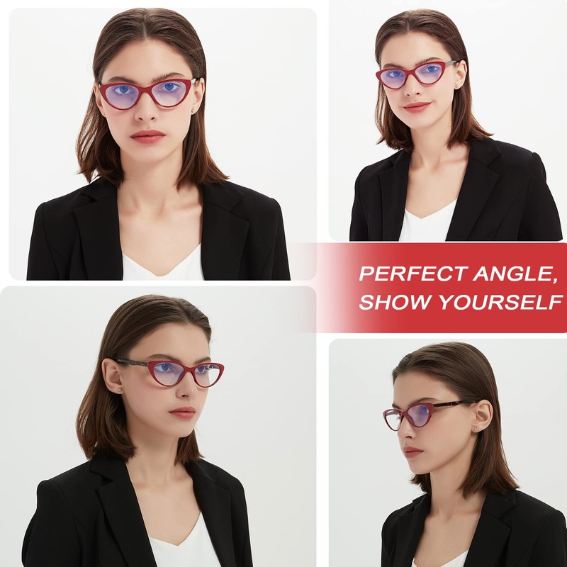 EYEURL 4-Pack Cat Eye Reading Glasses for Women Blue Light