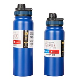 Laliguras Stainless Steel Sports Water Bottle, 20oz/27oz Double Wall Vacuum Insulated Flask, Leakproof BPA-Free Thermos for Gym, Hiking, Cycling, Office, Hot & Cold Travel Bottle (Aqua Blaze)