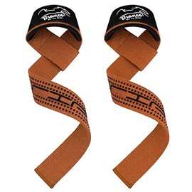 Weight Lifting Straps Fitness Padded Cotton Wrist Support Gel Advanced Grips Dumbbell Bar Wraps Heavy Duty Gym Bodybuilding Straps Power Deadlift Barbells Non Slip Exercise (Brown)
