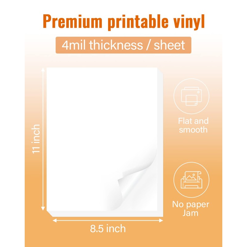 QYH Premium Printable Vinyl for Inkjet Printer-20 Glossy Sticker Paper