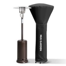 Nuu Garden Outdoor Propane Patio Heater, 46,000 BTU Gas Outdoor Heater with Detachable Wheels, Portable Heater with Waterproof Cover for Garden, Terrace, Backyard, Porch, Bronze