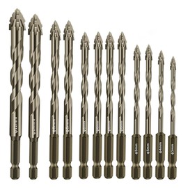 12-Piece Four Flute Sawtooth Eccentric Drill Bit Serrated Eccentric Drill Bit Set Multi-Function Drill Bit Set with High Hard Random Orbital Drills with Oblique Head, 3+4+5+5+6+6+6+6+8+8+10+12mm
