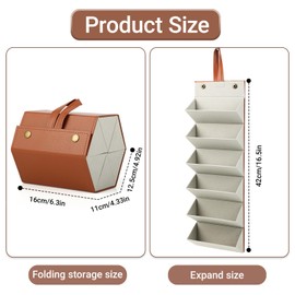 Sunglasses Storage Box - Sunglasses Storage Box - Hanging Glasses Organiser - Foldable 6-Compartment Glasses Storage Box - Made of PU Leather - Ideal for Travel for Storing 6 Glasses
