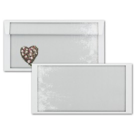 Gustav Neuser 10 x Sympathy Cards with Envelopes Set Thank You – Flower Heart – DIN Long Portrait Format – Thank You Cards Sympathy Cards After Funeral – Mourning Papers