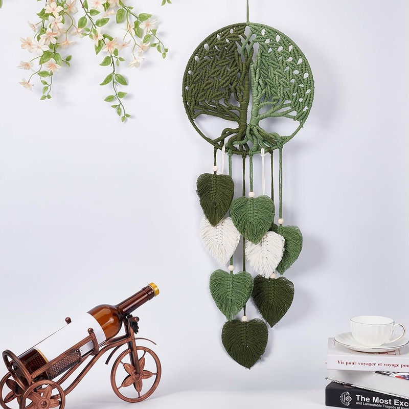 ACRNIGHEET DIY Macrame Kit for Adults Beginners Handmade Green Leaves