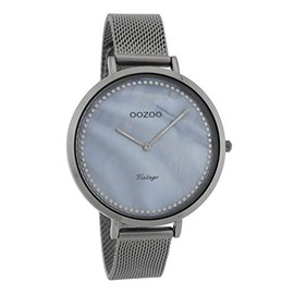 Oozoo Vintage Damenuhr Metallband 40 MM Gun Metal/Perlmutt Blau C9859