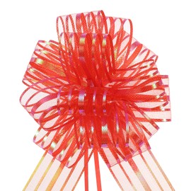 sourcing map Pack of 5 Gift Bows Diameter 16 cm Gift Ribbon Matt Bow Giant Pull Bow for Packaging Bags Sugar Bags Car for Crafts Decorating Christmas Valentine's Day Red