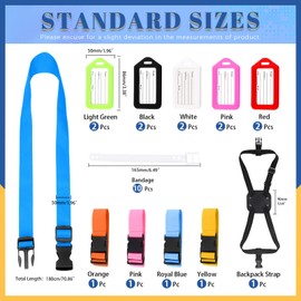 Glarks 15Pcs Luggage Straps Adjustable Suitcase Belts and Bag Bungees with Luggage Tags Assortment Kit, Easy to Travel Accessories for Men Women