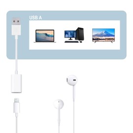 Fidioto USB Male to Lightning Female Audio Adapter Cable, USB to Lightning Adapter Converter Support Volume Control Mic Compatible with MacBook Computer PC Headphone,Earphones, Earbuds, and More