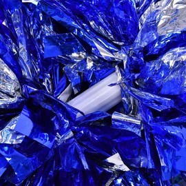 VGEBY Cheerleading Pom Poms, Plastic Cheerleader Cheer Pom Poms for Team Spirit Cheering(Silver+Blue)