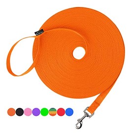 Hi Kiss Dog/Puppy Obedience Recall Training Agility Lead - 15ft 20ft 30ft 50ft 100ft Training Leash - Great for Training, Play, Camping, or Backyard - Orange 15ft