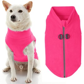 Gooby Gooby Zip Up Fleece Dog Sweater - Pink, Large - Warm Pullover Fleece Step-in Dog Jacket with Dual D Ring Leash - Winter Small Dog Sweater - Dog Clothes for Small Dogs Boy and Medium Dogs