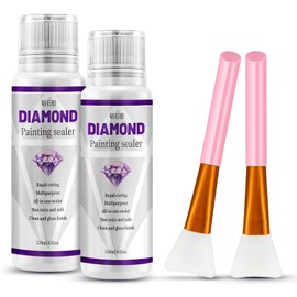 Yunnuo Diamond Painting Sealer Kits 240ML with 2 Silicone Brushes,2 Pack Diamond Art Glue Sealer,Diamond Painting Glue Glossy Finish Accessories,Permanent for Gem Painting,Puzzles,Coaster.(8OZ)