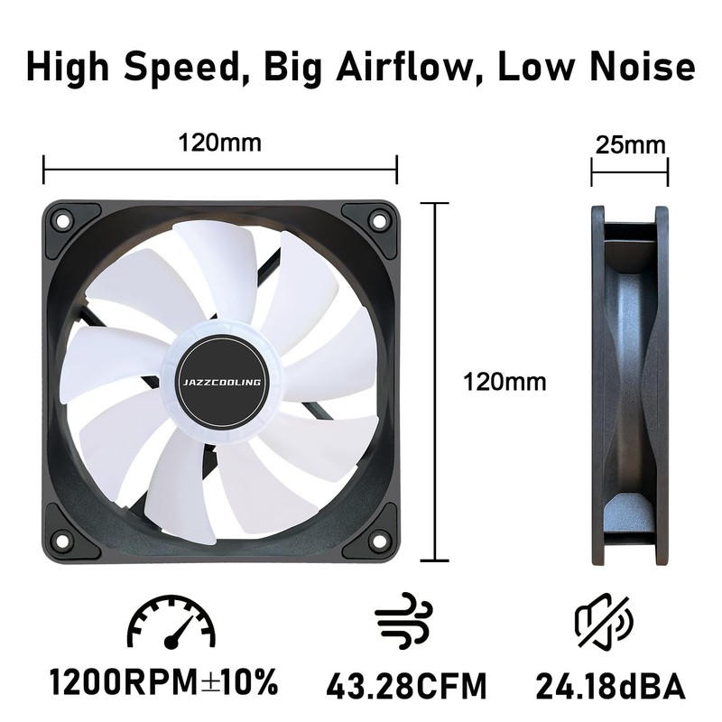 120mm Case Fan 3 Pack RGB Fans, FS-120 High Performance