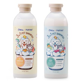 iPettie Furtasy Pet Shampoo, Sunshine Scent + Cozy Scent, 3-in-1 Shampoo with Aloe & Herbal Extracts, Soothing, Deodorizing, Softening, Paraben-Free, Alcohol-Free, No Synthetic Dyes, 500ml + 500ml