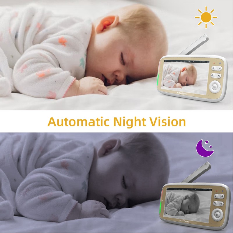 5in Baby Monitor with Camera and Audio Remote PTZ Night