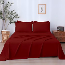 Twin XL Sheet Set - College Dorm Bedding - Luxury Ultra-Soft 1800 Microfiber Twin Extra Long Bed Sheets - Double Brushed - 15" Deep Pockets - Easy Fit - 3 Piece Set - Bed Sheets (Twin XL, Burgundy)