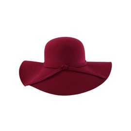 Luxury Divas Burgundy Wide Brimmed Wool Floppy Hat