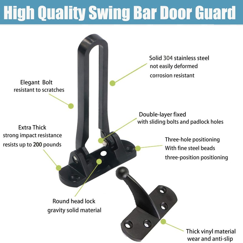 Litensh Door Chain Lock for Front Door, Swing Bar Door