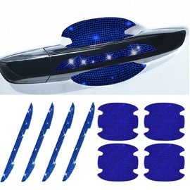 deemars 8Pcs Bling Rhinestone Car Door Handle Stickers Protector, Trim Auto Door Entry Guard Bling Stickers Car Accessories for Women and Men, Universal Car Accessories for All Cars (Blue)