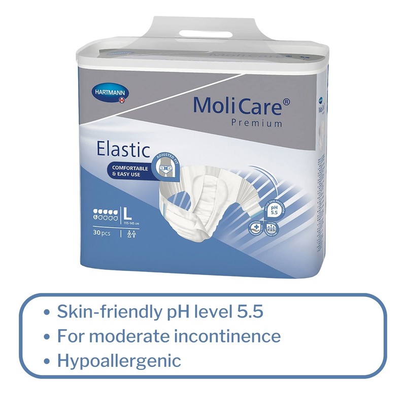 MoliCare Premium Elastic 6D Adult Incontinence Brief L Moderate Absorbency