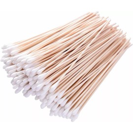 ProAdcantage Lot of 200 6" Swabs Cotton Tipped Stick Applicator Single Tip (Wooden Handle)