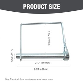 Zreneyfex 4Pcs Heavy Duty Square Wire Lock Pin, 5/16 Inch Wire Lock Pin Set, Safety Coupler Shaft Locking Pin Hitch Pto Loop Trailers Pins for Farm Trailers Lawn Garden (2-3/4 Inches)