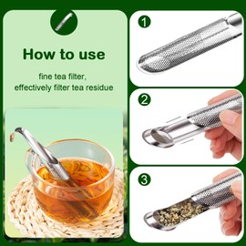 2 Pack Tea Infusers, Stainless Steel Long Handle Tea Strainer for Loose Tea,Suitable for Home,Business Trip, Travel, Picnic