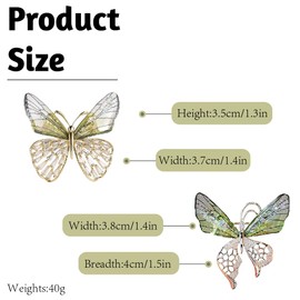 Butterfly Brooch for Women Crystal Brooches Small Vintage Clothing Decoration Scarf Clip Lapel Safety Pin Bouquet for Hat Suit Tie Wedding Pack of 2, Metal