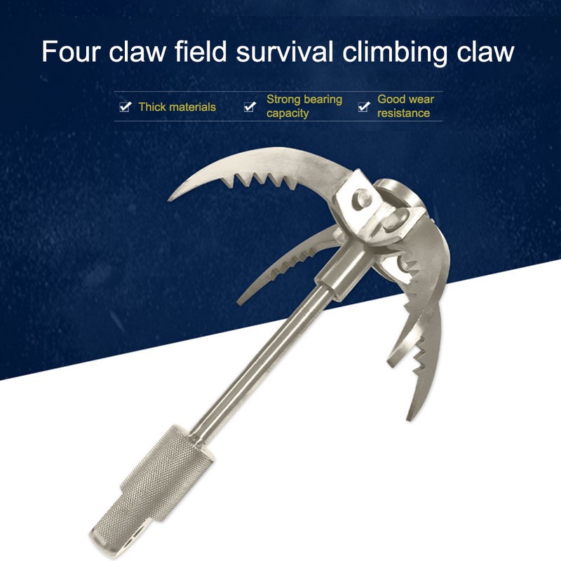Grappling Hook Stainless Steel Claw Carabiner for Outdoor Survival Underwater