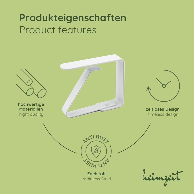 heimzeit Tablecloth Clips Made of High-Quality Stainless Steel [Pack of