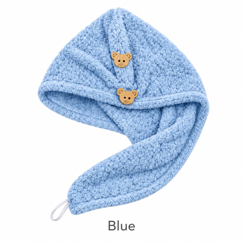 Absorbent Hair Towel Wrap for Wet Hair – Button Closure