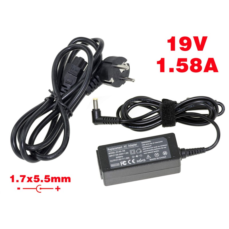 KALEA-INFORMATIQUE 19V 1.58A Laptop Power Supply with 1.7 x 5.5