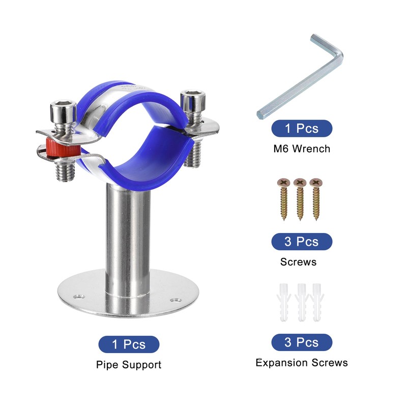 sourcing map Stainless Steel Pipe Supports Wall Mount Ceiling Mount