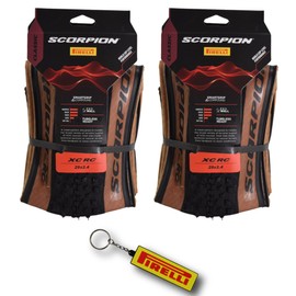 Pirelli Scorpion XC RC Classic Tan Label 60-622 (29x 2.4) MTB Bicycle Tire - Designed for Demanding XC Courses, 120TPI and ProWall Casing- Mountain Bike Tire w/Keychain (2 Pk)