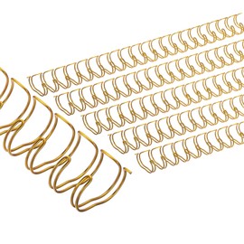 PATIKIL 14mm (9/16") Double Loop Wire Binding Combs, 50 Pcs Metal Twin Loop Binding Coils 120 Sheet Capacity 2:1 Pitch 21 Ring Binding Spines, Gold Tone