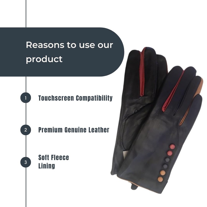 Vera Tucci TIFFANY G01 Leather Multi Colour Button & Fingers