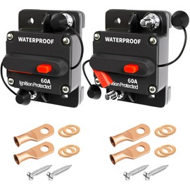 TEMCHY 60Amp Circuit Breaker Waterproof Marine Motor Accessory for Boat Trolling ATV Trailer Vehicles Stereo Audio Electronic Battery Solar System Inline Fuse with Manual Reset Switch DC 12V-48V