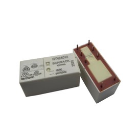 2Pcs RT424012 DPDT Relay 12VDC 8A, White