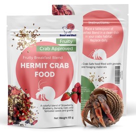 Natural Hermit Crab Food – High-Protein Hermit Food with Real Fruit and Sprouted Grains – 65 g (2.3 oz) Crab Food for Pet Hermit Crabs by Snout and Shell