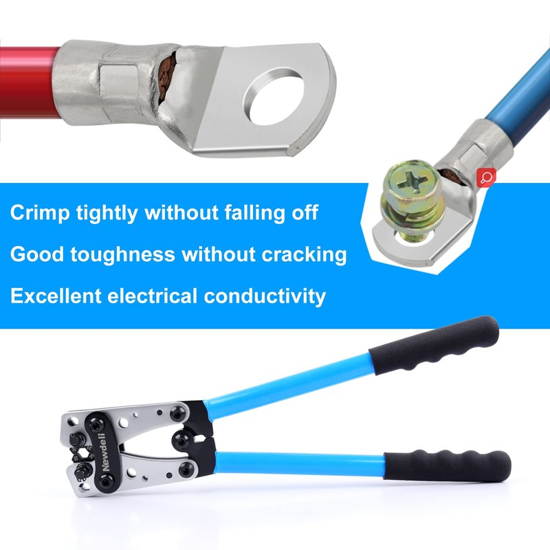 Newdeli Battery Cable Lug Crimping Tool 10-1/0 AWG with Wire